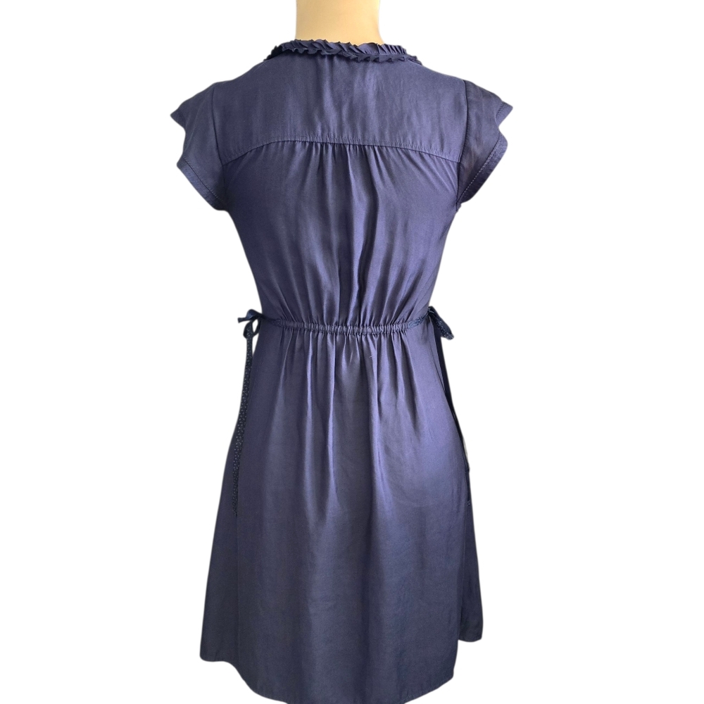 Women's American Eagle Outfitters Navy Ruffle Mini Dress - xs - Picture 3 of 9